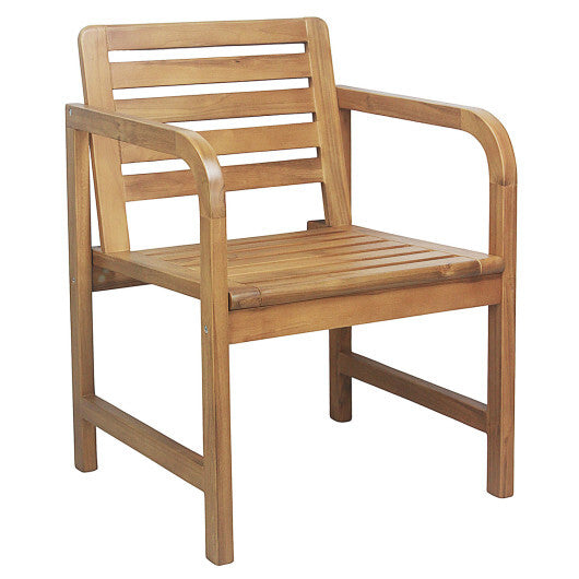 Natural Wood Patio Armchair with Slanted Back and Slatted Seat W2B
