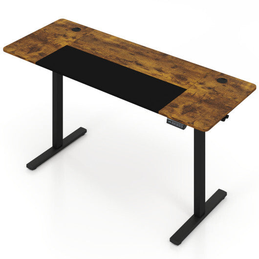 63 x 24 Inch Height Adjustable Sit Stand Computer Desk with 3 Memory Presets-Rustic Brown W2B