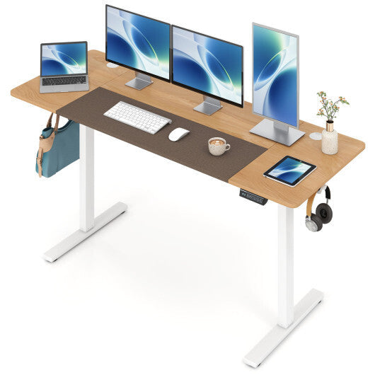 63 x 24 Inch Height Adjustable Sit Stand Computer Desk with 3 Memory Presets-Rustic Brown W2B