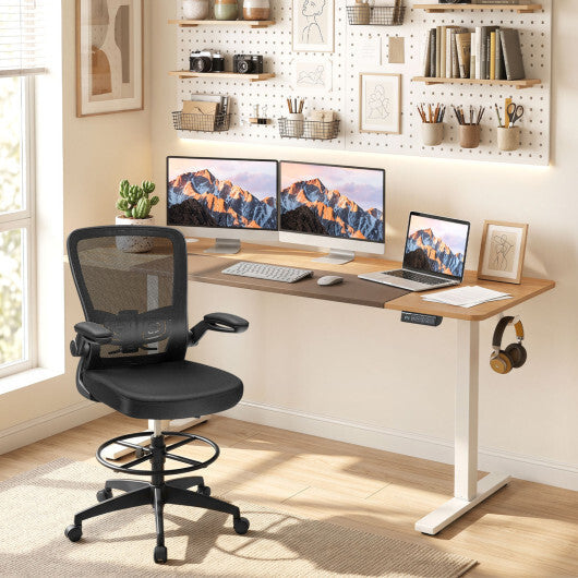 63 x 24 Inch Height Adjustable Sit Stand Computer Desk with 3 Memory Presets-Rustic Brown W2B