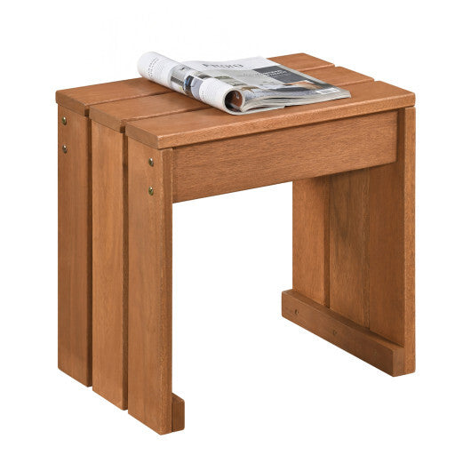 Outdoor Garden Bench Single Person Patio Backless Bench with Solid Wooden Frame W2B