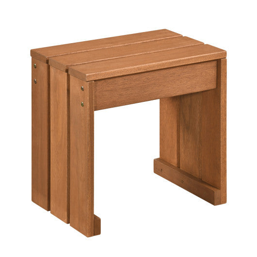 Outdoor Garden Bench Single Person Patio Backless Bench with Solid Wooden Frame W2B