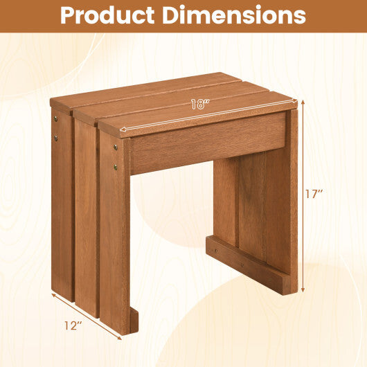 Outdoor Garden Bench Single Person Patio Backless Bench with Solid Wooden Frame W2B