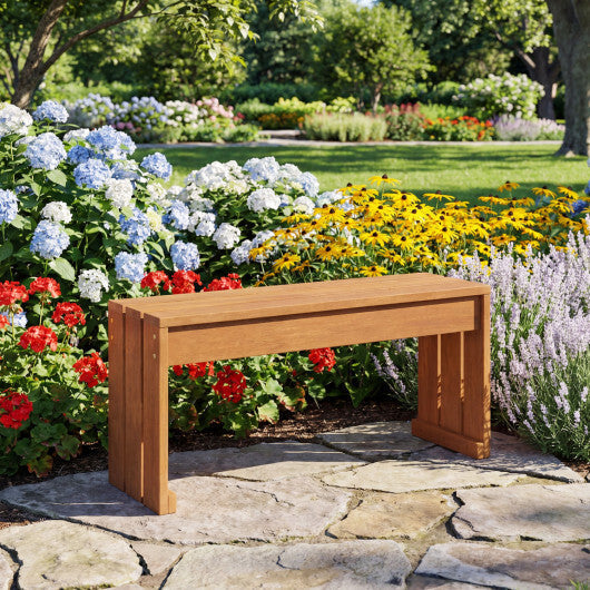 2-Person Outdoor Garden Bench with Solid Wooden Frame for Backyard W2B