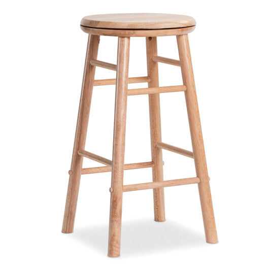 24" Swivel Bar Stools Set of 2 with Footrests & Crossbars-Natural W2B