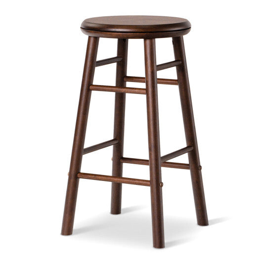 24" Swivel Bar Stools Set of 2 with Footrests & Crossbars-Natural W2B