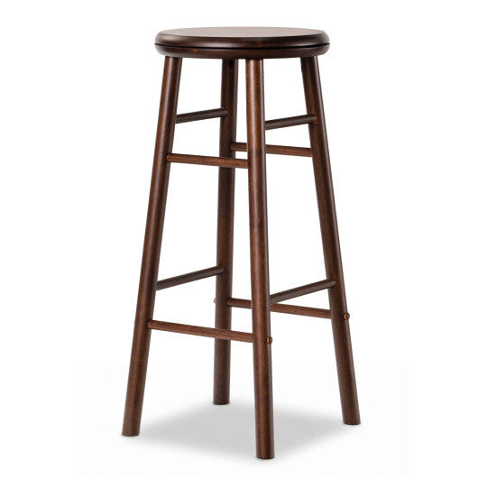 29" Swivel Bar Stools Set of 2 with Footrests & Crossbars-Walnut W2B