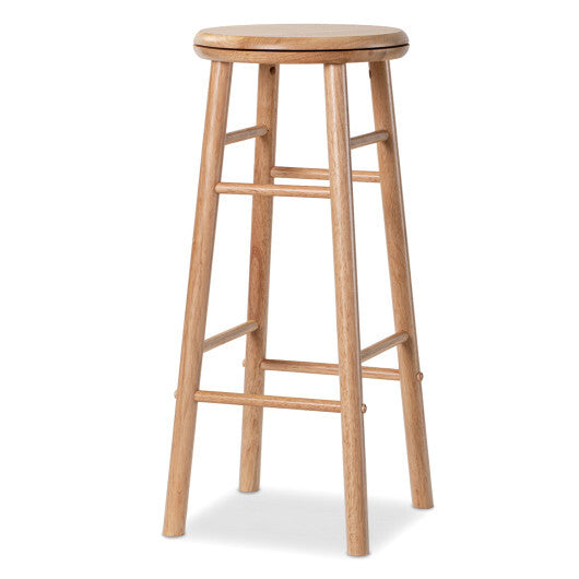 29" Swivel Bar Stools Set of 2 with Footrests & Crossbars-Walnut W2B