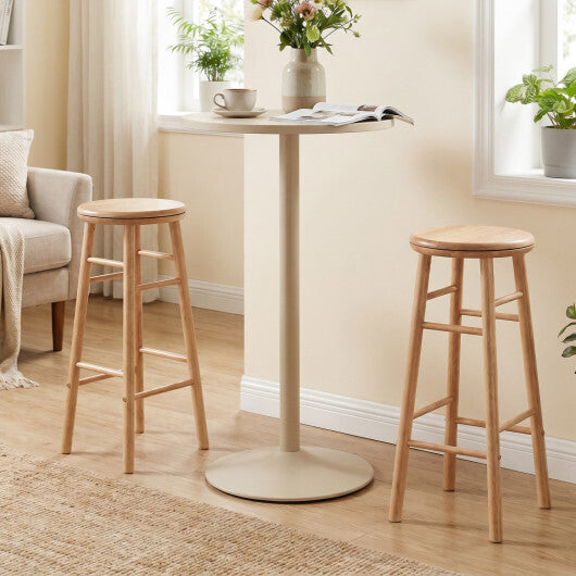29" Swivel Bar Stools Set of 2 with Footrests & Crossbars-Walnut W2B