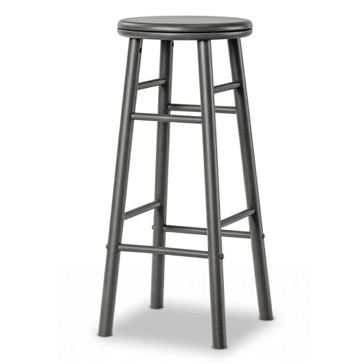 29" Swivel Bar Stools Set of 2 with Footrests & Crossbars-Walnut W2B