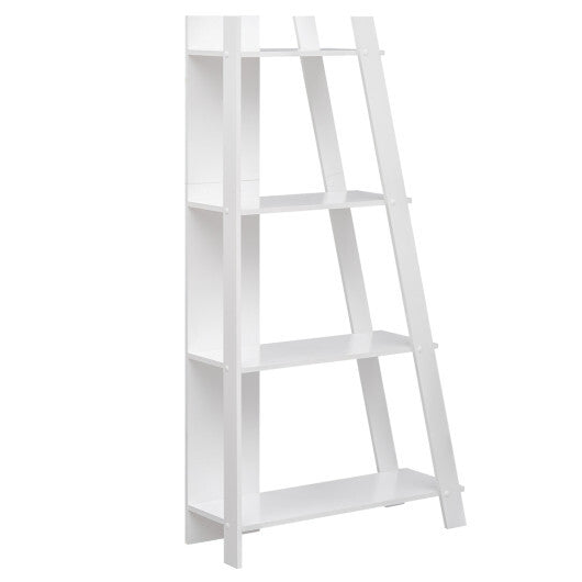 4-Tier Modern Bookshelf Wooden Vertical Display Book Shelf for Small Space-White W2B