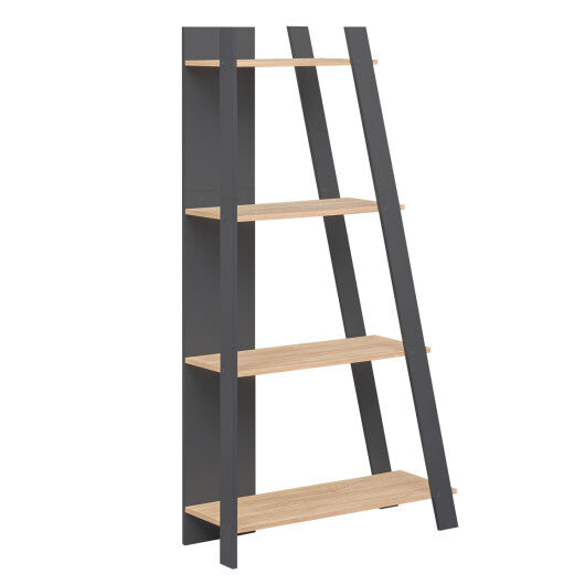 4-Tier Modern Bookshelf Wooden Vertical Display Book Shelf for Small Space-White W2B