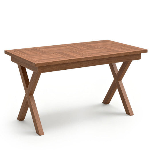 31.5" Outdoor Teak Wood Coffee Table with Slatted Tabletop for Patio W2B