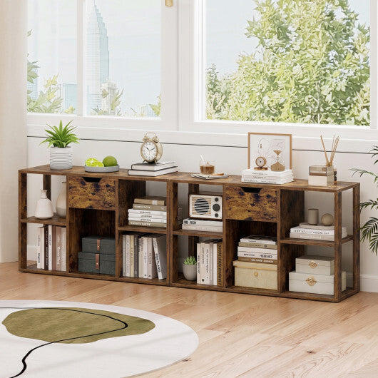 5-Cube Bookcase with Storage Drawer Freestanding Bookshelf Modern Display Rack-Rustic Brown W2B