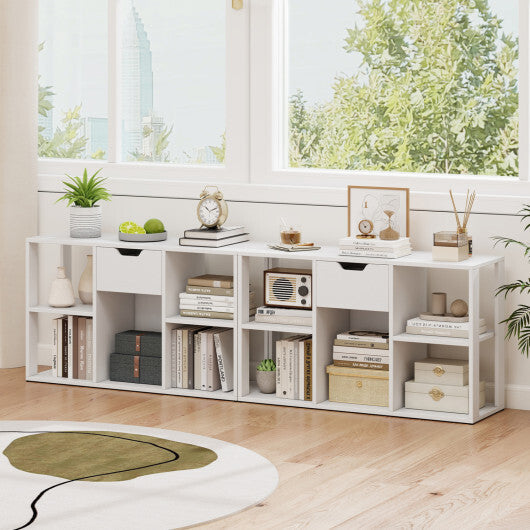 5-Cube Bookcase with Storage Drawer Freestanding Bookshelf Modern Display Rack-Rustic Brown W2B