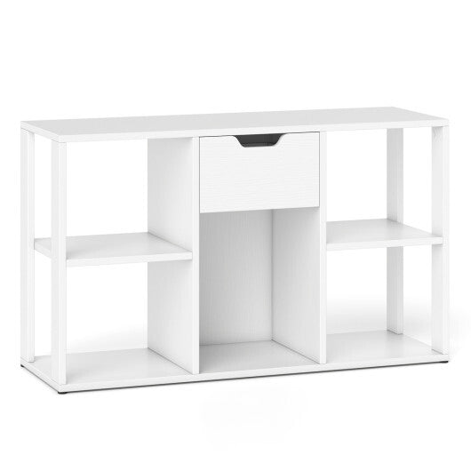 5-Cube Bookcase with Storage Drawer Freestanding Bookshelf Modern Display Rack-Rustic Brown W2B
