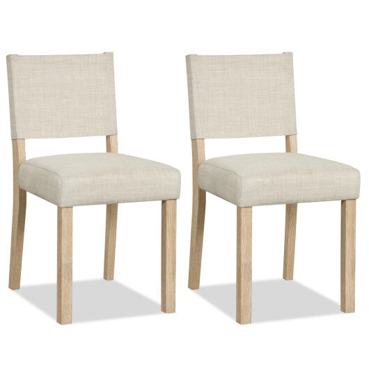 Upholstered Dining Chairs with Solid Rubber Wood Legs Set of 2-Beige W2B
