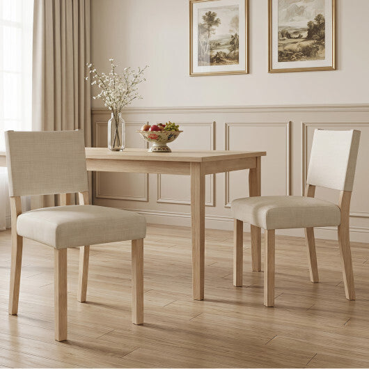 Upholstered Dining Chairs with Solid Rubber Wood Legs Set of 2-Beige W2B