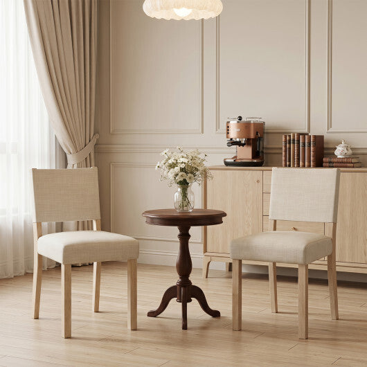 Upholstered Dining Chairs with Solid Rubber Wood Legs Set of 2-Beige W2B
