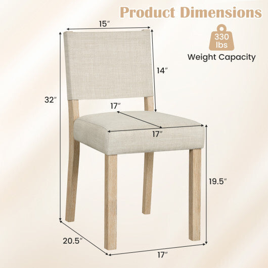 Upholstered Dining Chairs with Solid Rubber Wood Legs Set of 2-Beige W2B