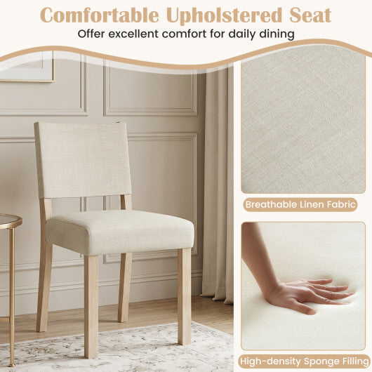 Upholstered Dining Chairs with Solid Rubber Wood Legs Set of 2-Beige W2B