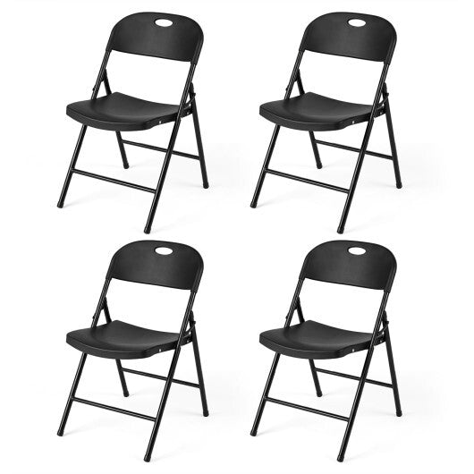 Set of 4 Foldable Plastic Chairs with Ergonomic Backrest-White W2B
