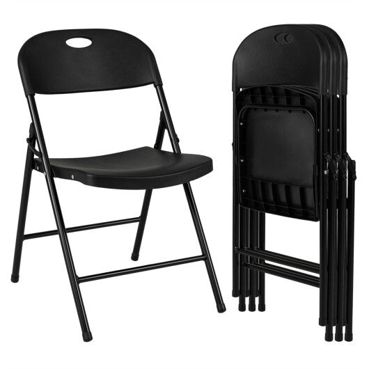 Set of 4 Foldable Plastic Chairs with Ergonomic Backrest-White W2B