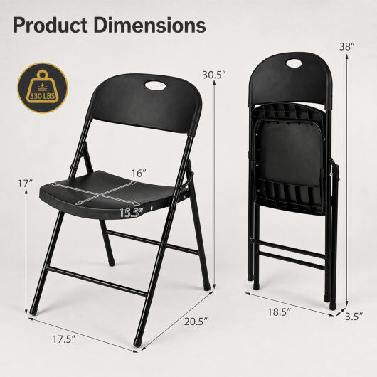 Set of 4 Foldable Plastic Chairs with Ergonomic Backrest-White W2B