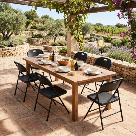 Set of 6 Foldable Plastic Chairs with Ergonomic Backrest-Black W2B