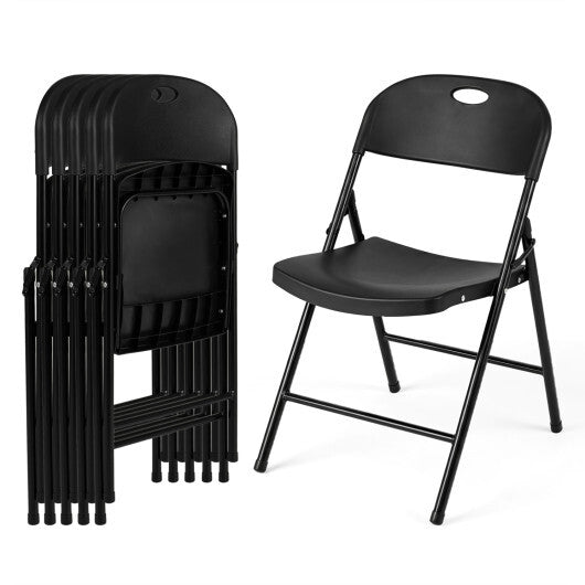 Set of 6 Foldable Plastic Chairs with Ergonomic Backrest-Black W2B