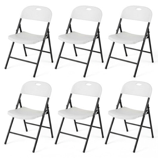 Set of 6 Foldable Plastic Chairs with Ergonomic Backrest-Black W2B