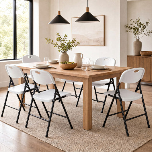 Set of 6 Foldable Plastic Chairs with Ergonomic Backrest-Black W2B