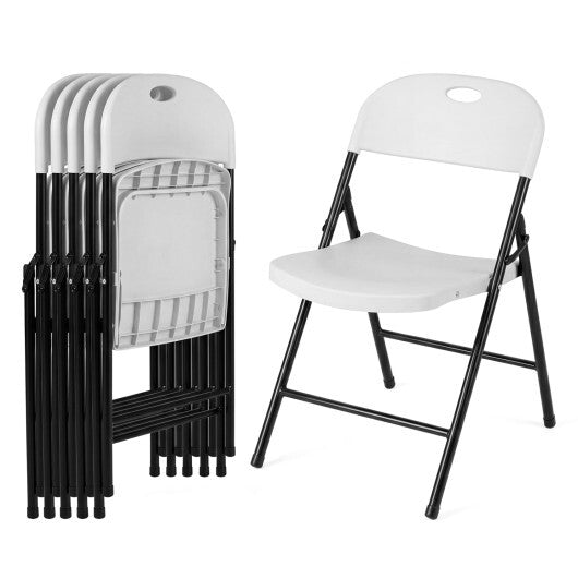 Set of 6 Foldable Plastic Chairs with Ergonomic Backrest-Black W2B