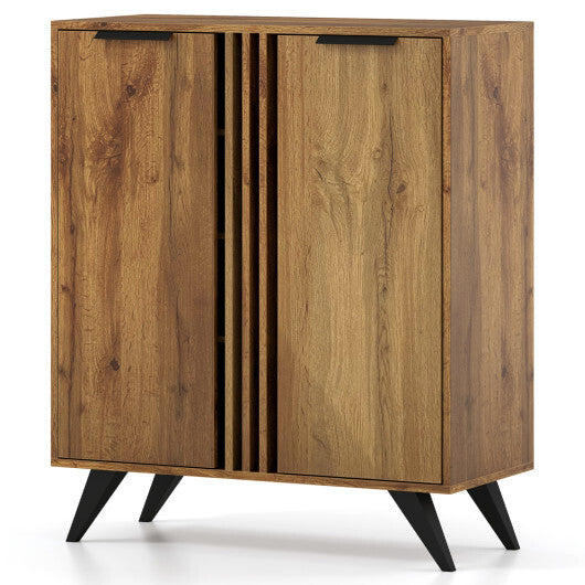 4-Tier Modern Freestanding Hidden Shoe Cabinet with 2 Doors-Natural W2B