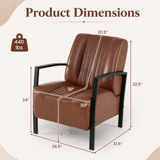 PU Leather Upholstered Armchair with Padded Seat and Back Comfy Lounge Reading Chair-Black W2B