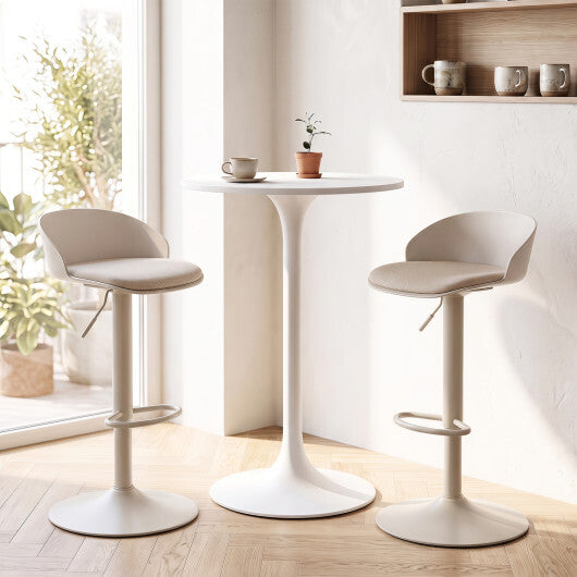 Set of 2 Adjustable Swivel Bar Stools w/ Back & Footrest 330 LBS for Dining-Cream W2B