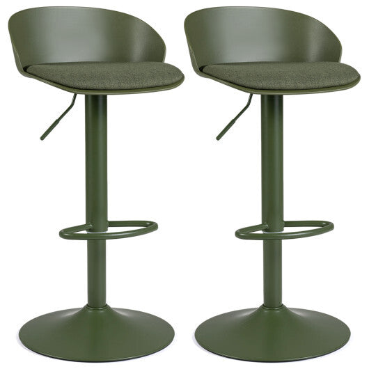 Set of 2 Adjustable Swivel Bar Stools w/ Back & Footrest 330 LBS for Dining-Cream W2B
