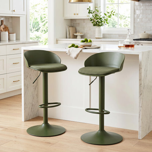 Set of 2 Adjustable Swivel Bar Stools w/ Back & Footrest 330 LBS for Dining-Cream W2B