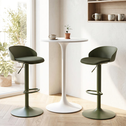 Set of 2 Adjustable Swivel Bar Stools w/ Back & Footrest 330 LBS for Dining-Cream W2B