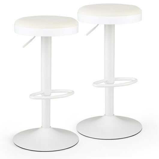 Set of 2 Kitchen Bar Stools with Height Adjustment Padded Seat and D-Shaped Footrest-Black W2B