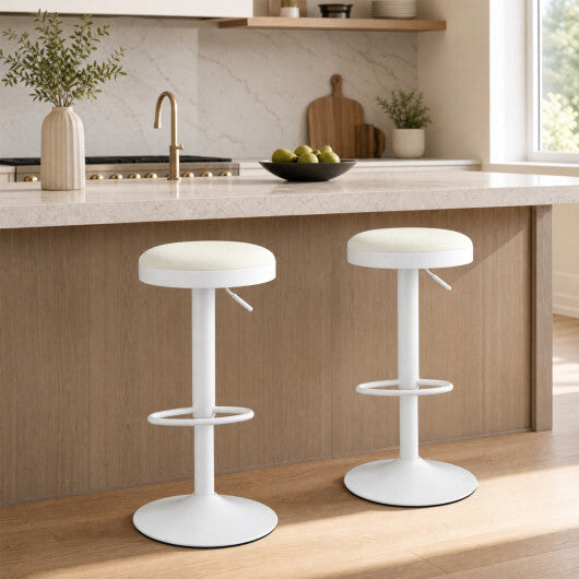 Set of 2 Kitchen Bar Stools with Height Adjustment Padded Seat and D-Shaped Footrest-Black W2B