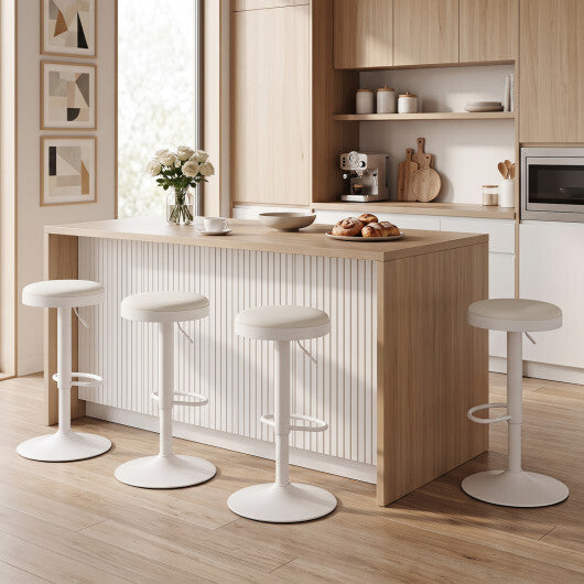 Set of 2 Kitchen Bar Stools with Height Adjustment Padded Seat and D-Shaped Footrest-Black W2B