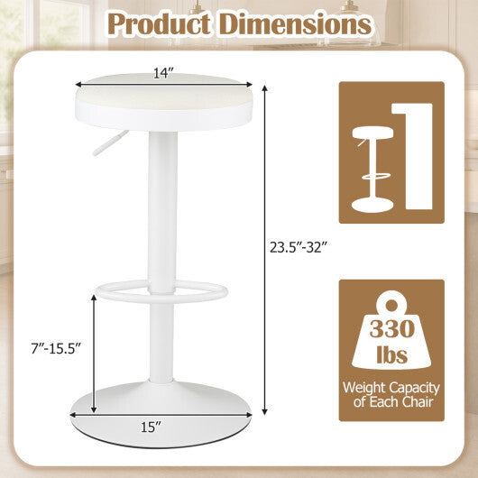 Set of 2 Kitchen Bar Stools with Height Adjustment Padded Seat and D-Shaped Footrest-Black W2B