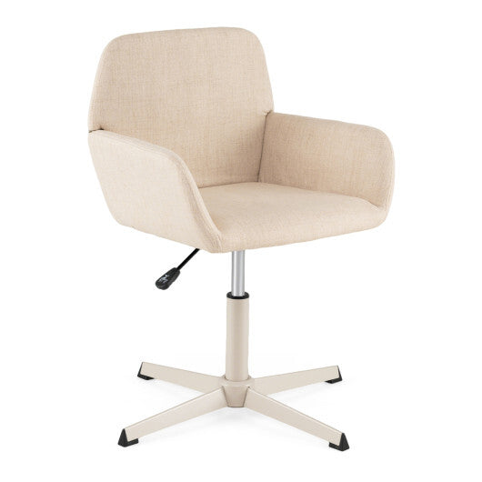 Vanity Chair with Back 360 Swivel Armchair w/ Adjustable Height for Home Office-Beige W2B