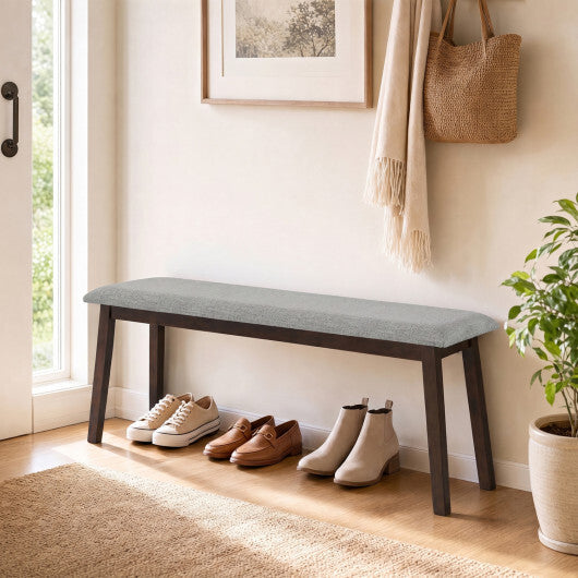 43.5 Inch Upholstered Entryway Bench with Rubber Wood Frame-Gray W2B