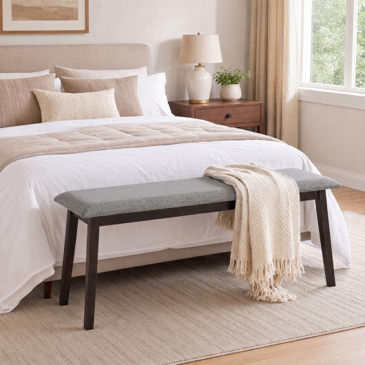 43.5 Inch Upholstered Entryway Bench with Rubber Wood Frame-Gray W2B