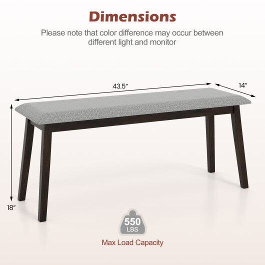 43.5 Inch Upholstered Entryway Bench with Rubber Wood Frame-Gray W2B