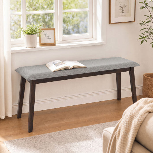 43.5 Inch Upholstered Entryway Bench with Rubber Wood Frame-Gray W2B