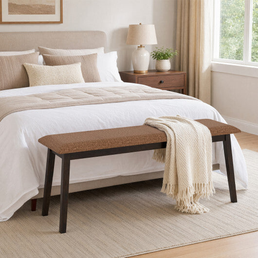 43.5 Inch Upholstered Entryway Bench with Rubber Wood Frame-Gray W2B