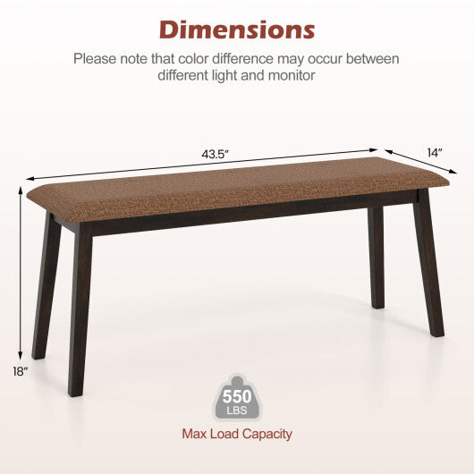 43.5 Inch Upholstered Entryway Bench with Rubber Wood Frame-Gray W2B